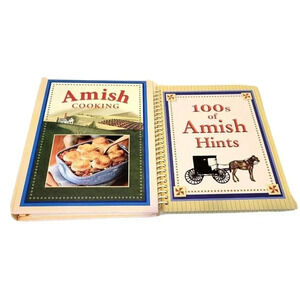 Amish Cooking Cookbook 100s of Amish Hints Lot of 2 Hardcover Crawford Duncan